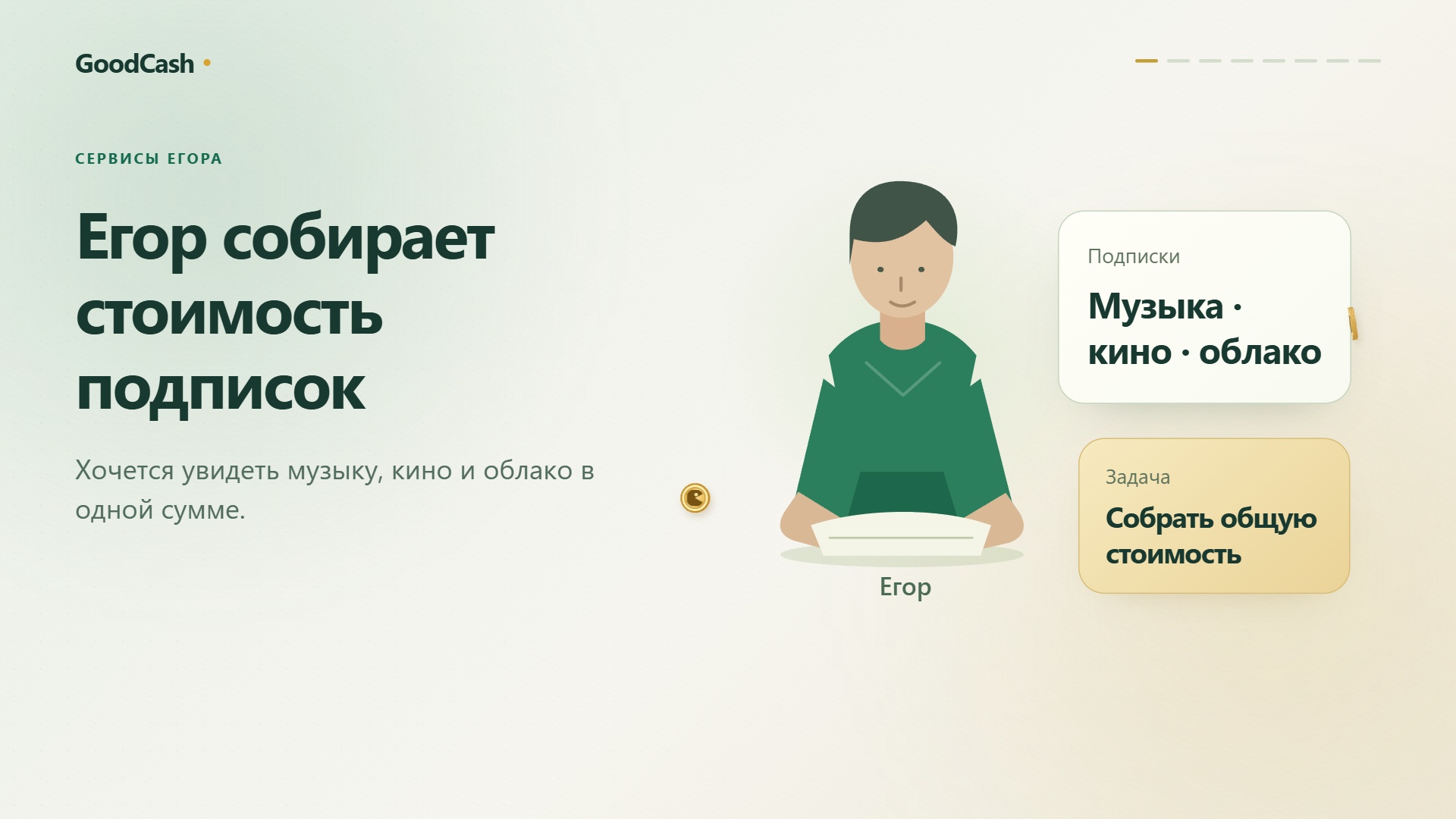 Стоимость подписок — пример интерфейса GoodCash